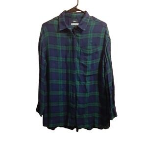BDG Women's Green Plaid Flannel Long Sleeve Button Down Shirt Size S/P